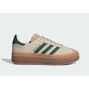 adidas Gazelle Platform Sneakers in Beige, Dark Green, Gum